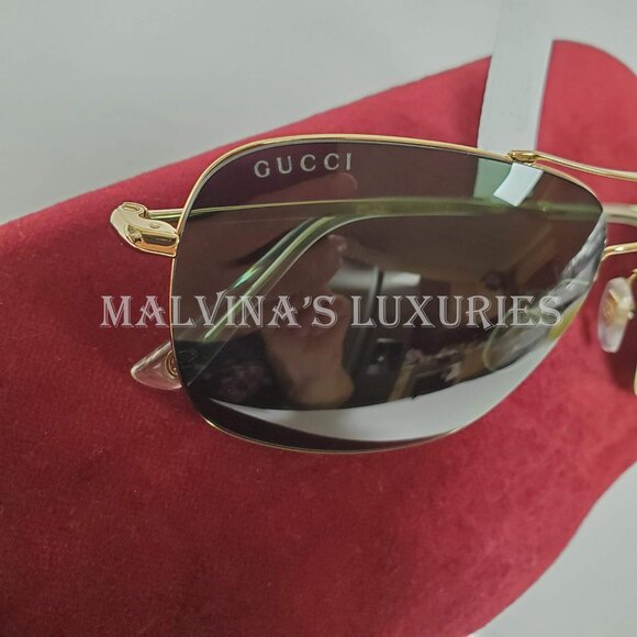 GUCCI SUNGLASSES GG0503S 003 MENS GOLD METAL AVIATOR INTERLOCKING G LOGO - Picture 11 of 12